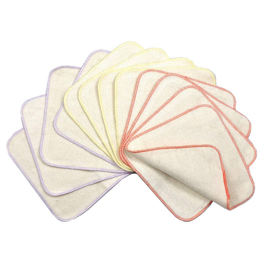 Avo&Cado Two-ply Flannel Flannels with Terry Towelling - Pack of 12 (Colour Option: Lilac)