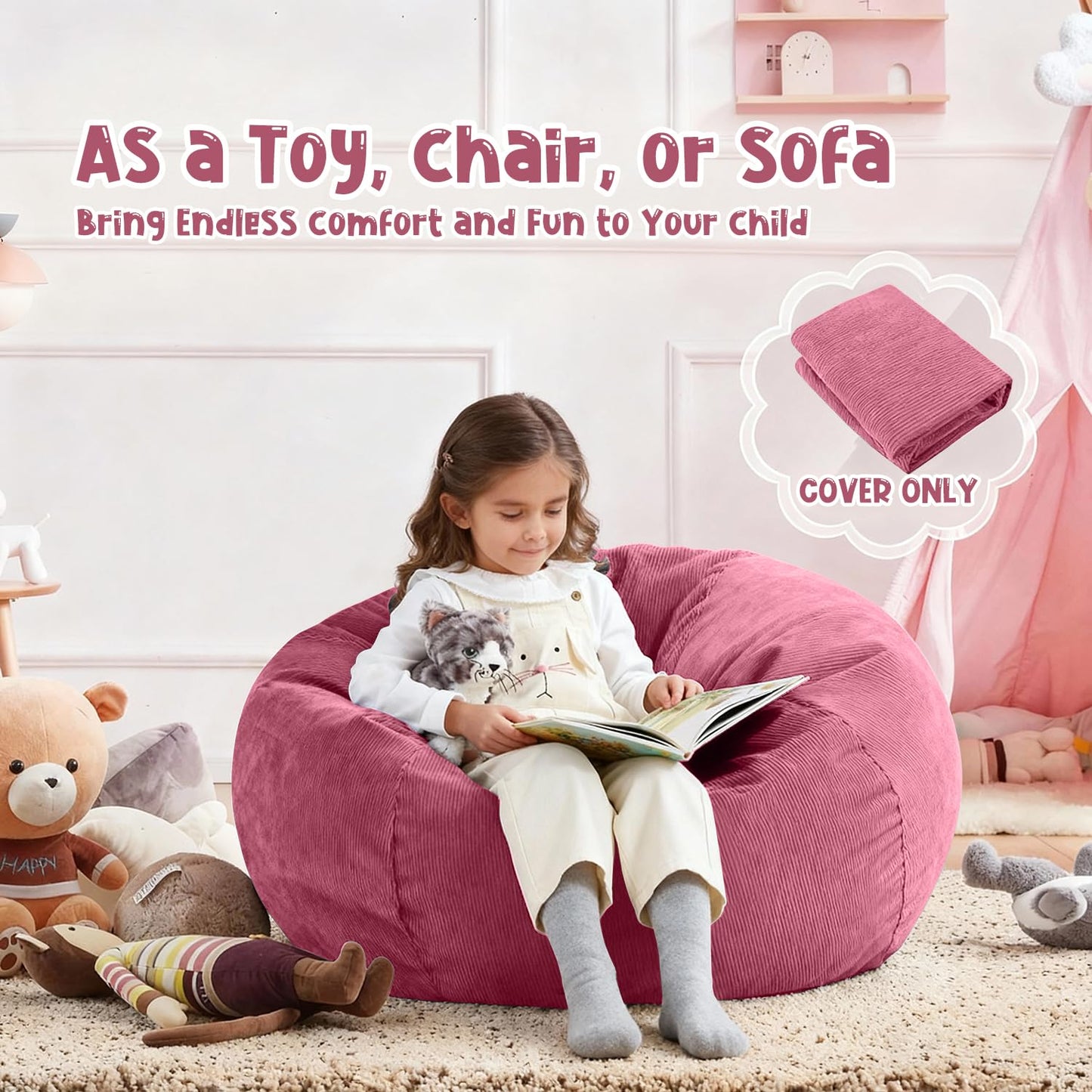 Nobildonna Bean Bag Chair Cover (No Filler) for Kids Beanbag Stuffed Animal Storage Without Filling Plush Toys Holder and Organizer Soft Premium