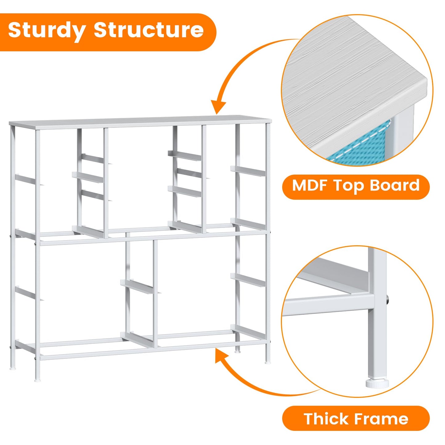 GoaHi Chest of Drawers, Large Dressers with Metal Frame and MDF Wooden Top Board, Adjustable Feet, Anti-Tip Safety