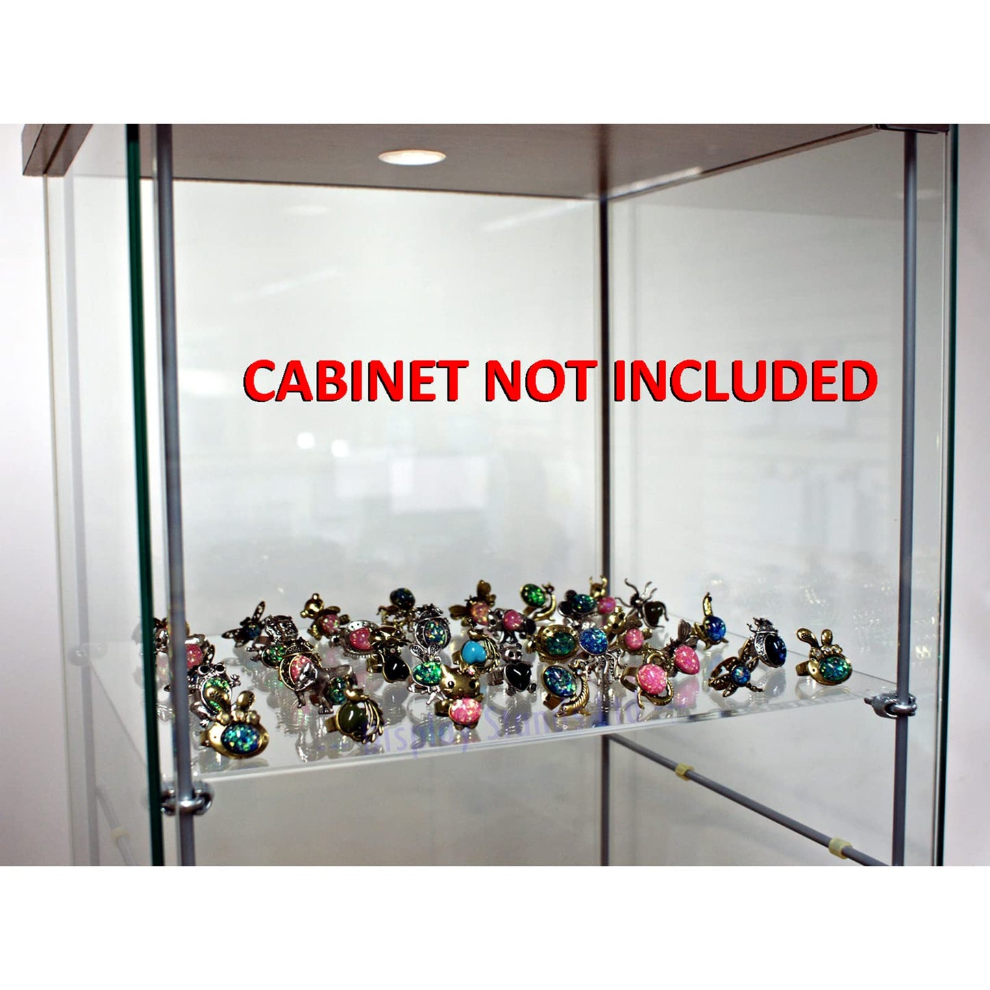 Display Stands Set of 4 Extra Acrylic Shelves with Brackets to Fit I kea De tolf Cabinet (DSA/IK-x4FBA)