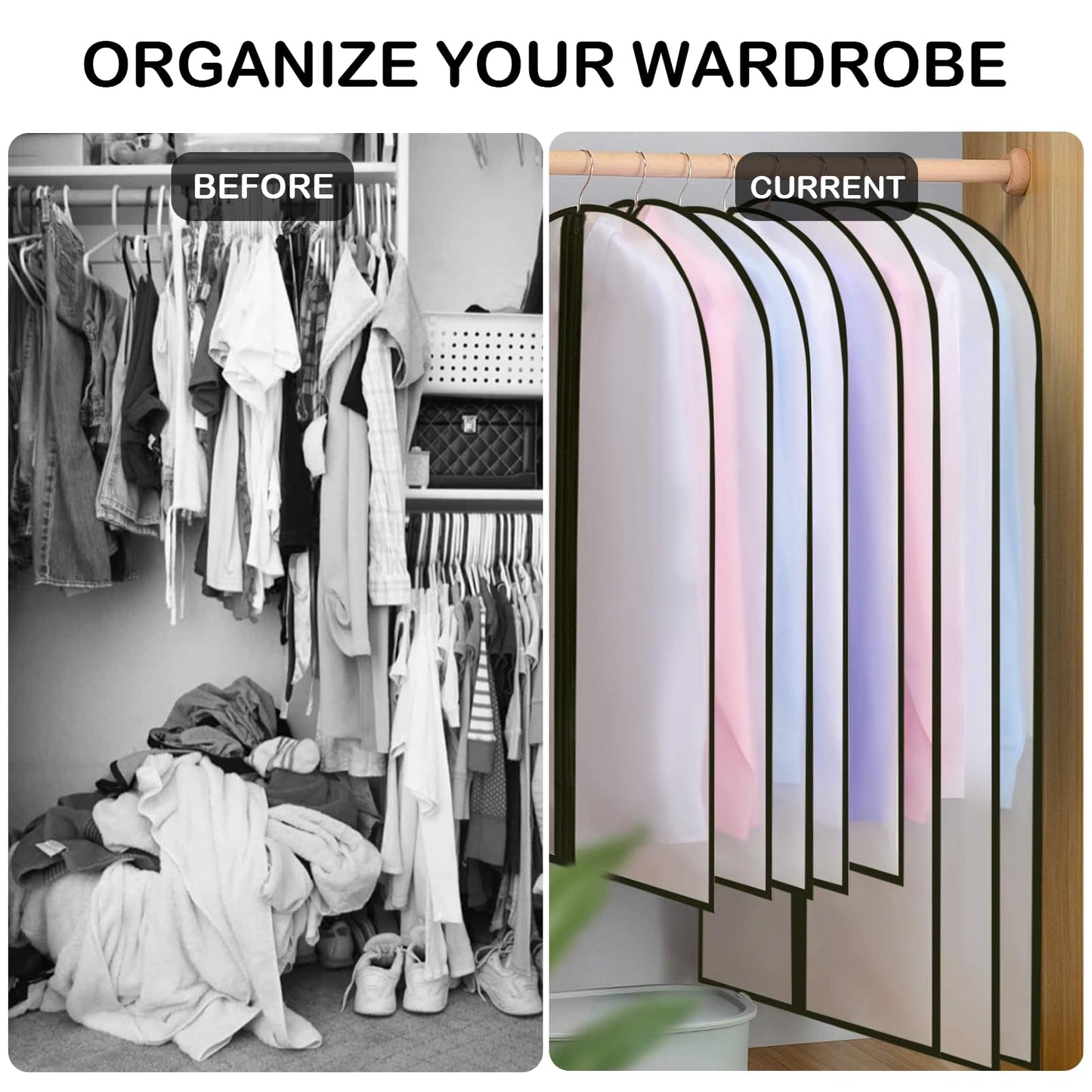 Dress Bags Covers long,2 PCS Dress Covers Garment bags Full Length,Garment Covers Translucent with Zip Waterproof Dustproof Long Dress Bags Covers