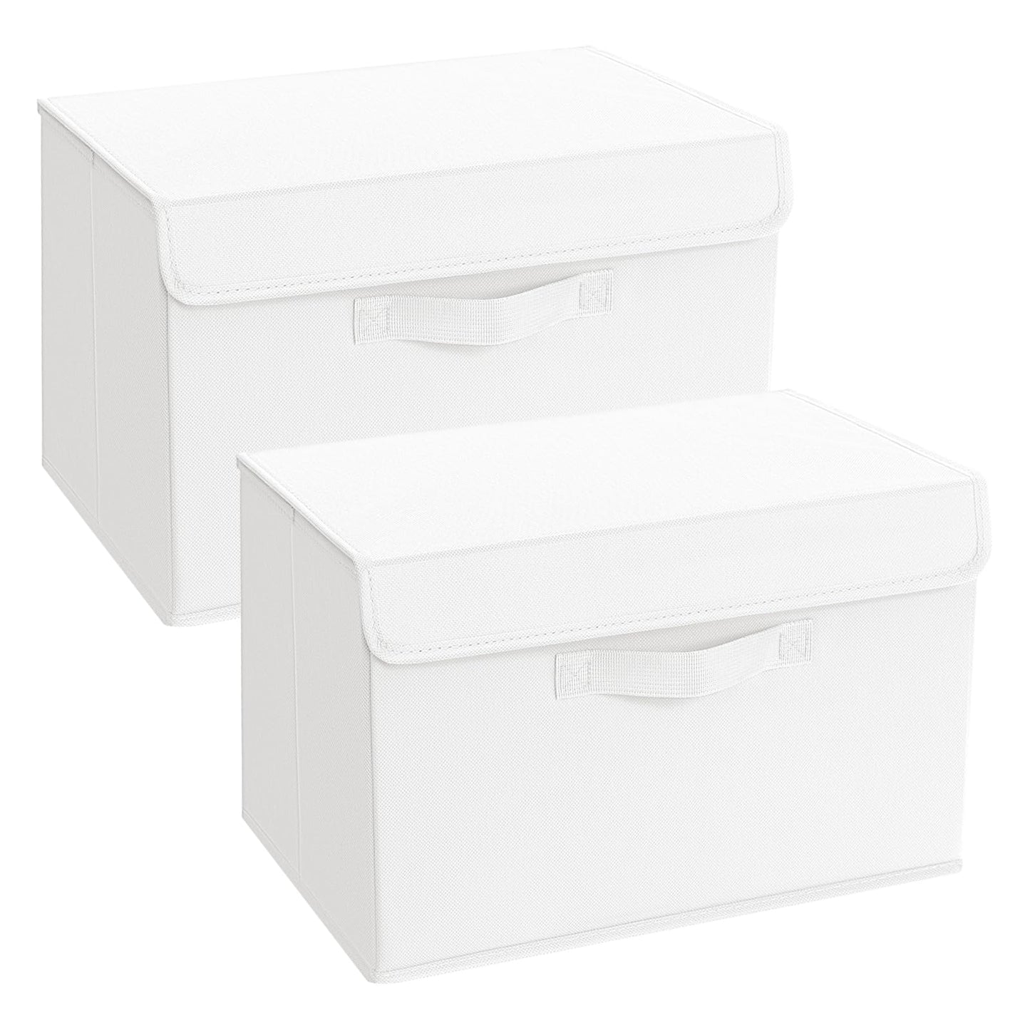 Homsorout Foldable Storage Boxes with Lids - Wardrobe Organiser Bin with Handle Fabric Basket Containers for Clothes, Book, Shelf, Office