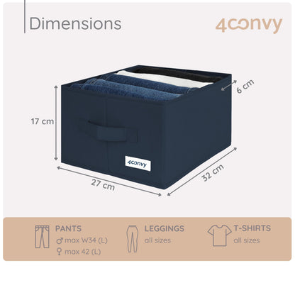 4CONVY Wardrobe Storage Organisers - Drawer Organisers for Clothes - Foldable, Stackable Organising Boxes with Compartments, Dividers and Handles