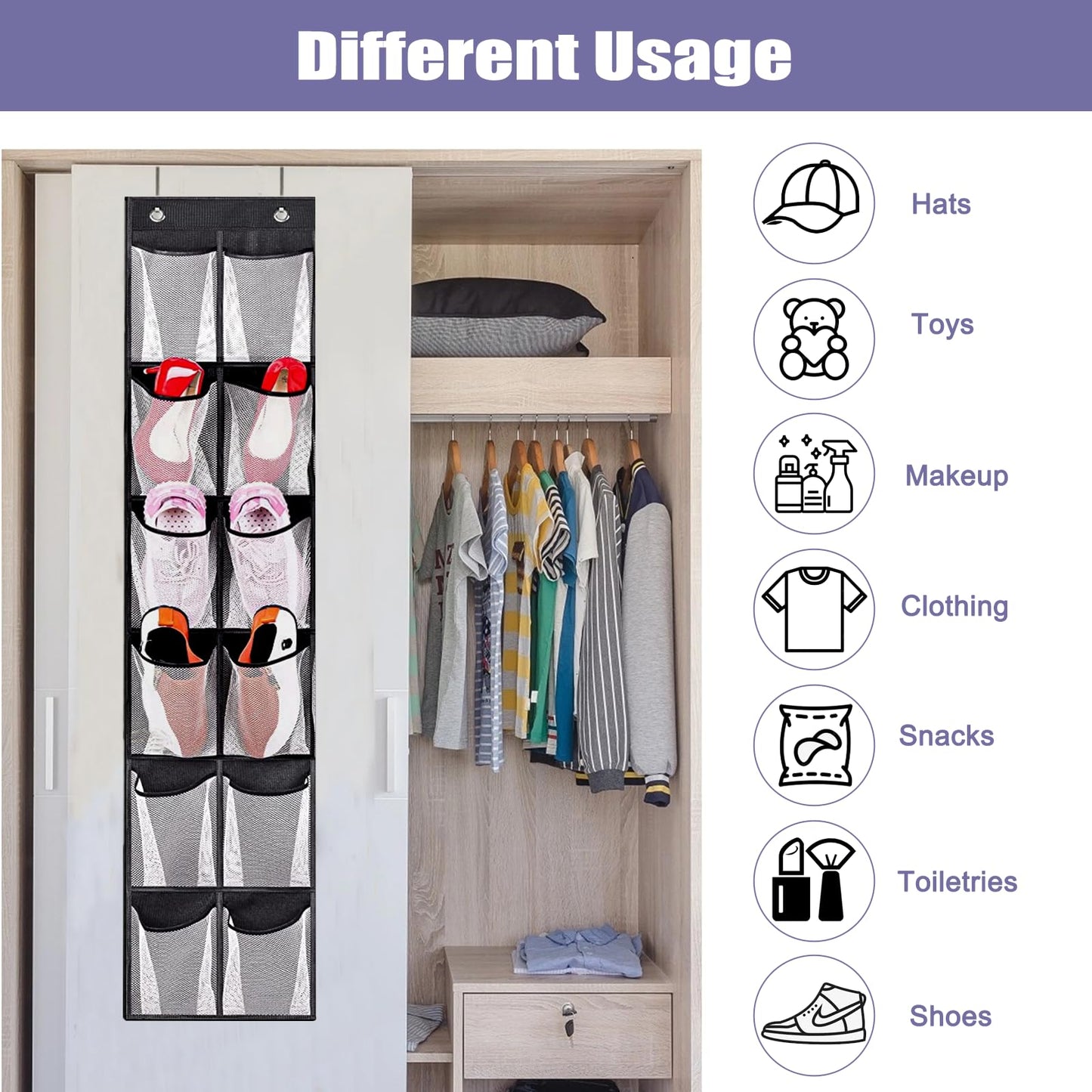 Newthinking Over Door Shoe Storage, Hanging Shoe Storage with 12 Pockets