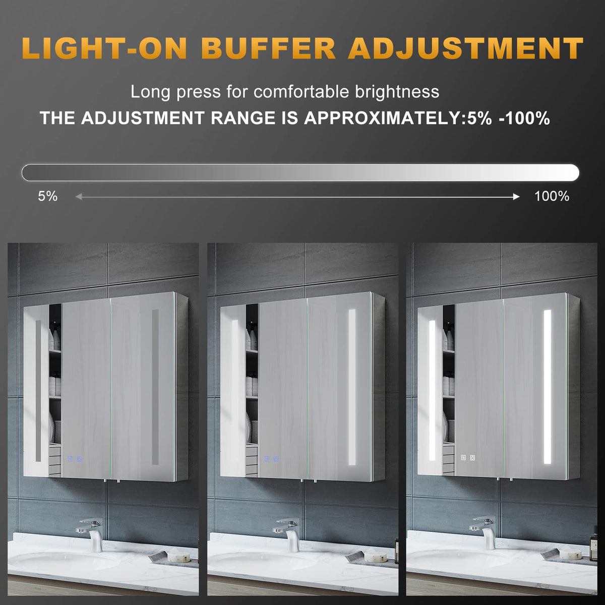 ELEGANT Bathroom Mirror Cabinet with LED Lights & Shaver Socket, 630x650mm