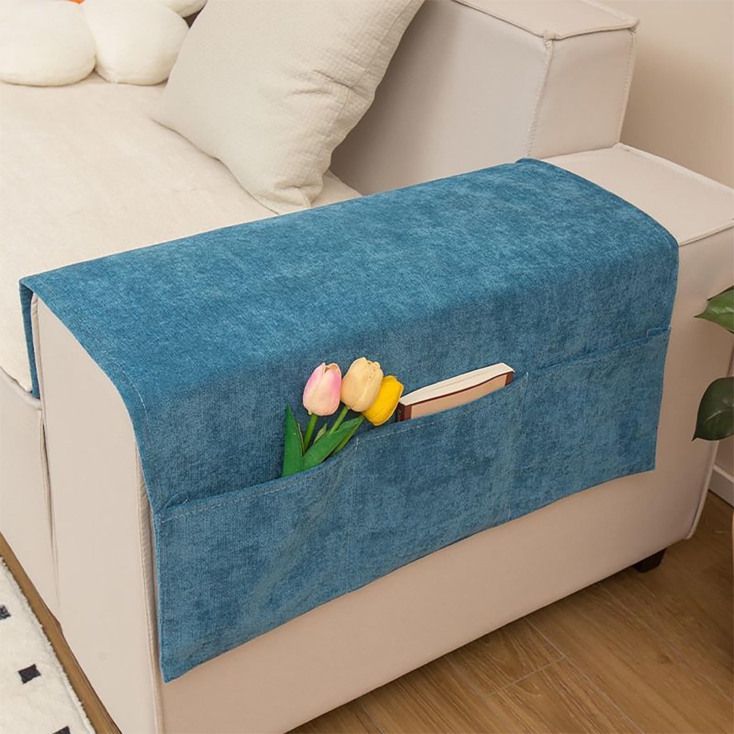TINAYAUE Sofa Armrest Organiser with 3 Large Pockets for Remote Control, Keys, Glasses