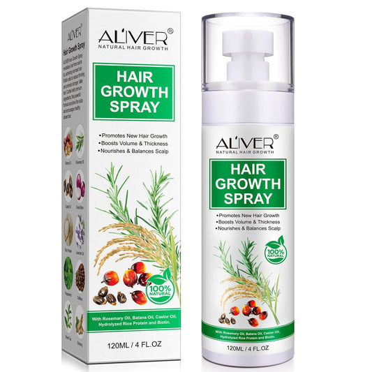Hair Growth Spray with Rosemary Oil, Castor Oil & Biotin - Hair Growth Serum for Women & Men to Promote New Growth, Boost Volume & Thickness -
