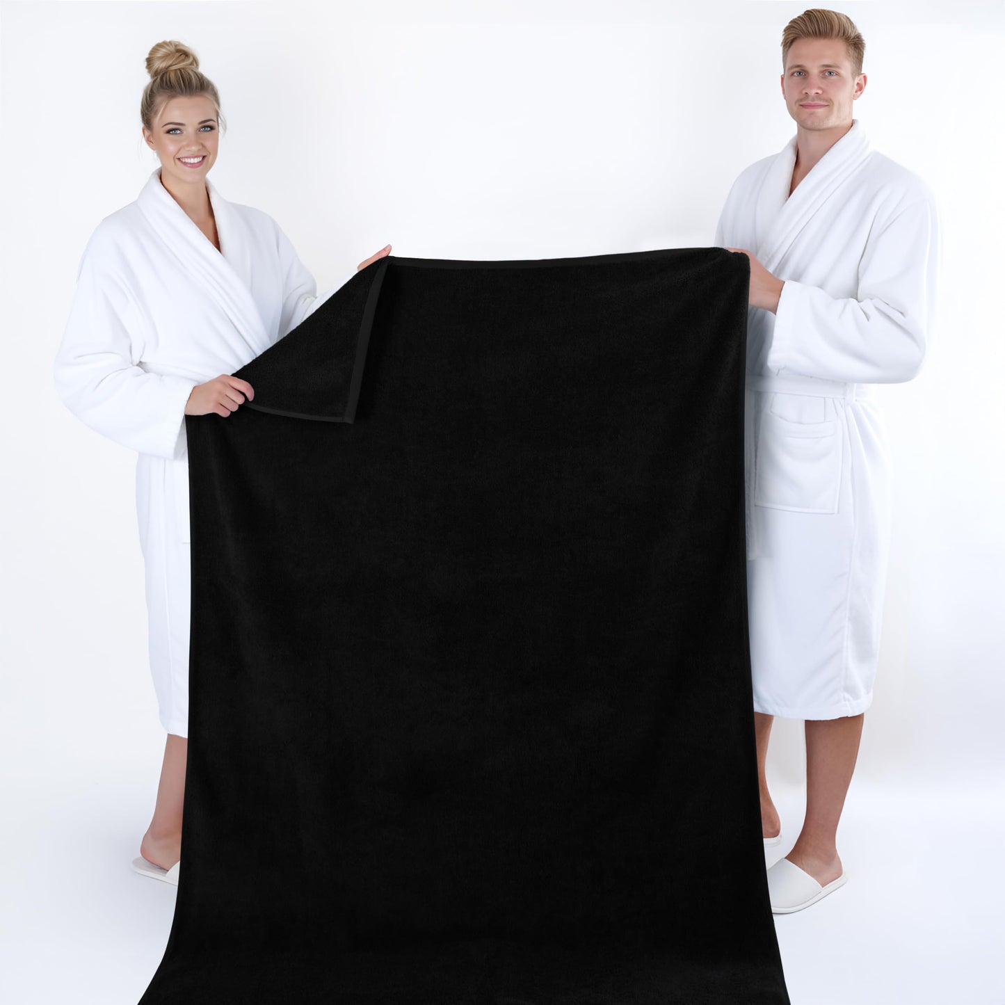American Soft Linen Oversized Bath Sheet 40x80 Extra Large for Bathroom, 100% Cotton Turkish Jumbo Bathsheet Towels for Adults, Black Bath Sheet