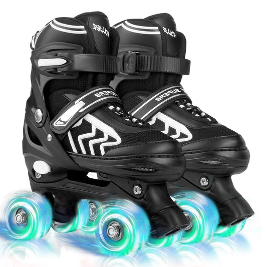 Kids Roller Skates for Boys Girls Children Beginners, 4 Sizes Adjustable Roller Skates for Child Toddler Ages 4-6-12 with 8 Light up Wheels (Large -