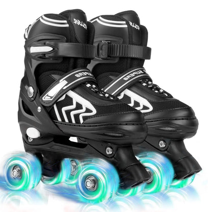 Kids Roller Skates for Boys Girls Children Beginners, 4 Sizes Adjustable Roller Skates for Child Toddler Ages 4-6-12 with 8 Light up Wheels (Small -