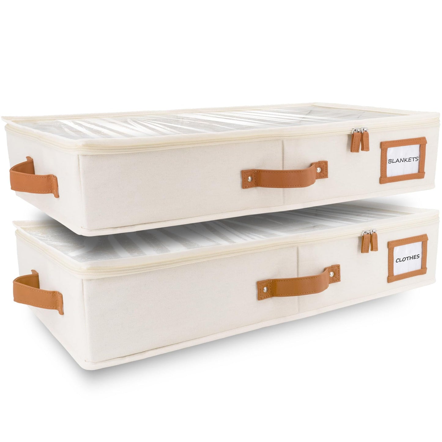 Under Bed Storage Boxes 2 Pack - 59×31×12 cm | Underbed Storage Box for Clothes Shoes Blankets | Shoe Storage Organiser with Lid and Handles