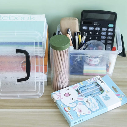 Sosody 3.5 L Small Lidded Storage Latch Box, Clear Plastic Storage Box, 6 Packs