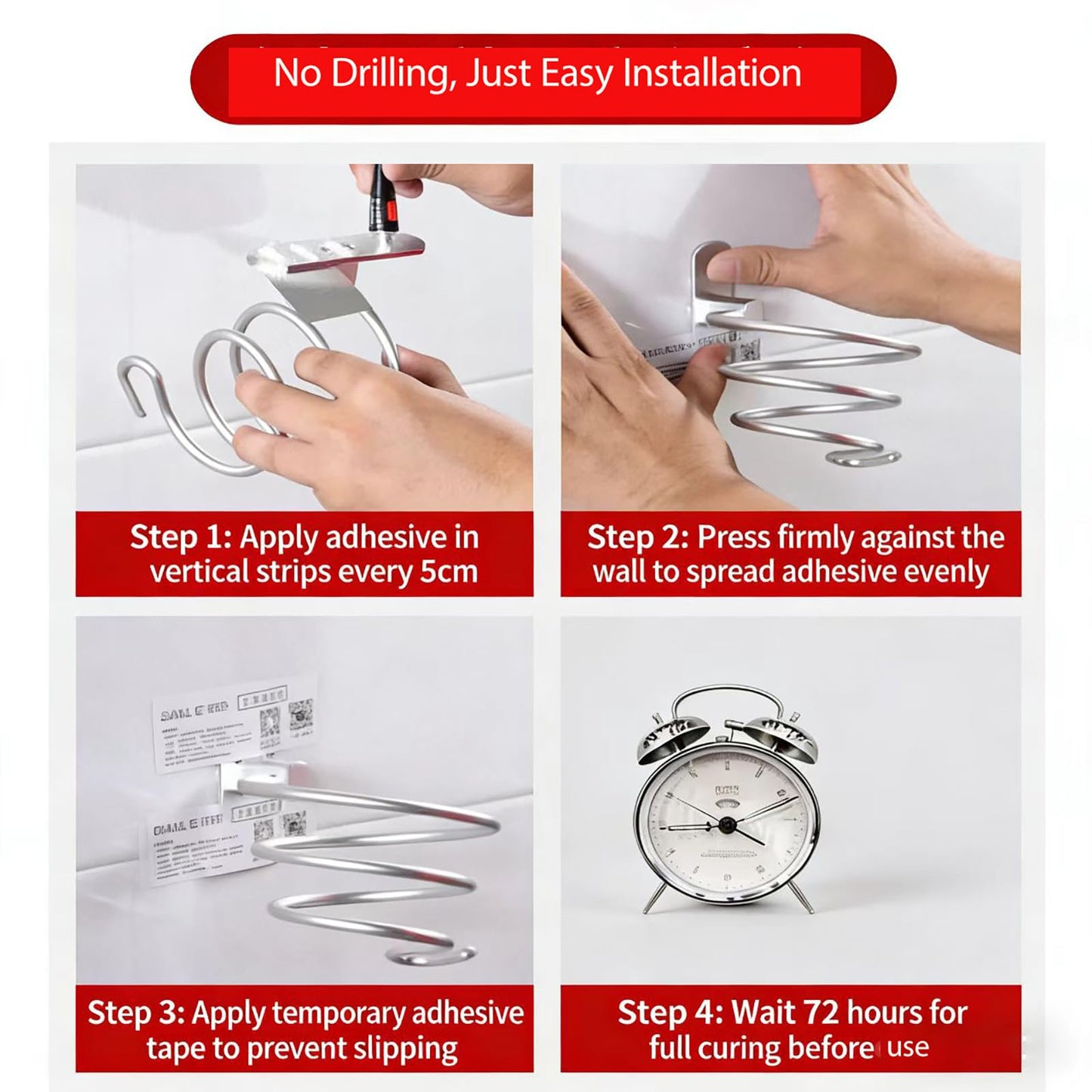 Wall Mounted Hair Dryer Holder with Screws,Heavy-Duty Blow Dryer Stand for Bathroom,Secure Storage for Hair Styling Tool,Easy Installation with