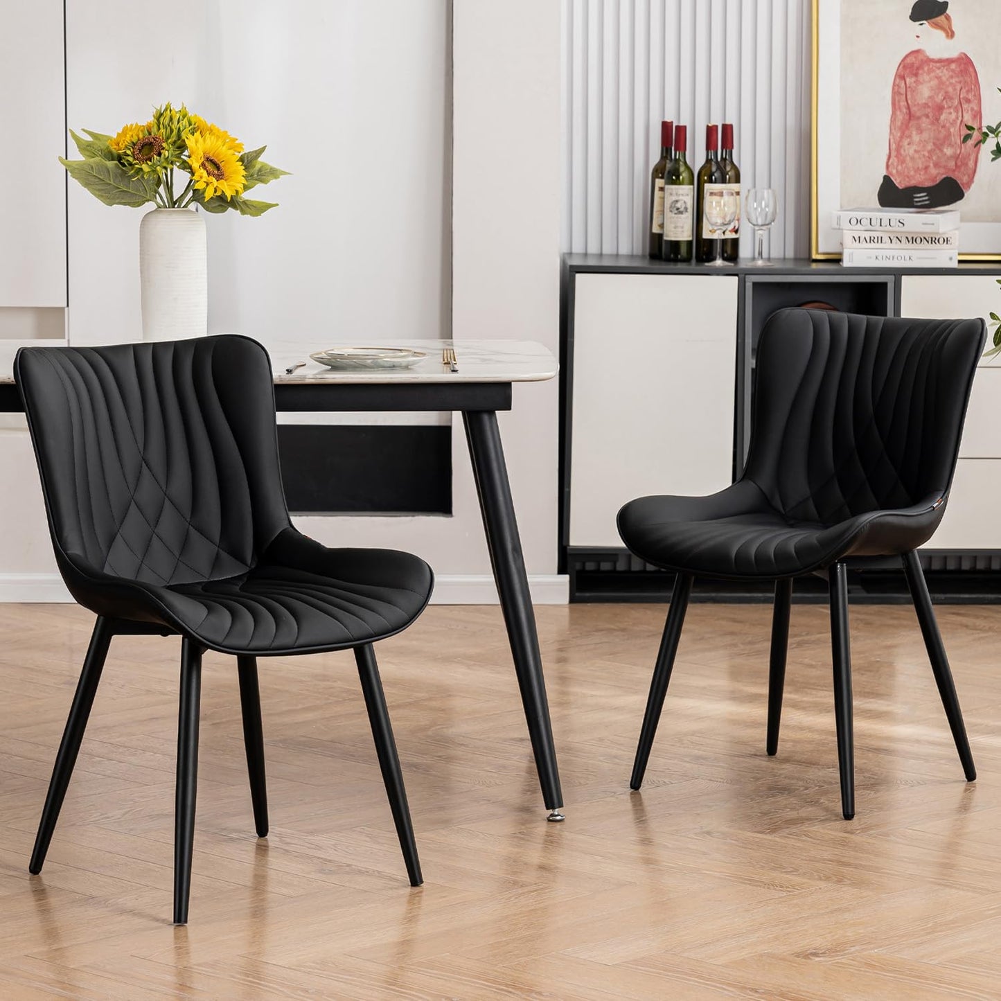 Kidol&Shellder Dining Chairs Set of 2, Modern Dining Room Chair, Black