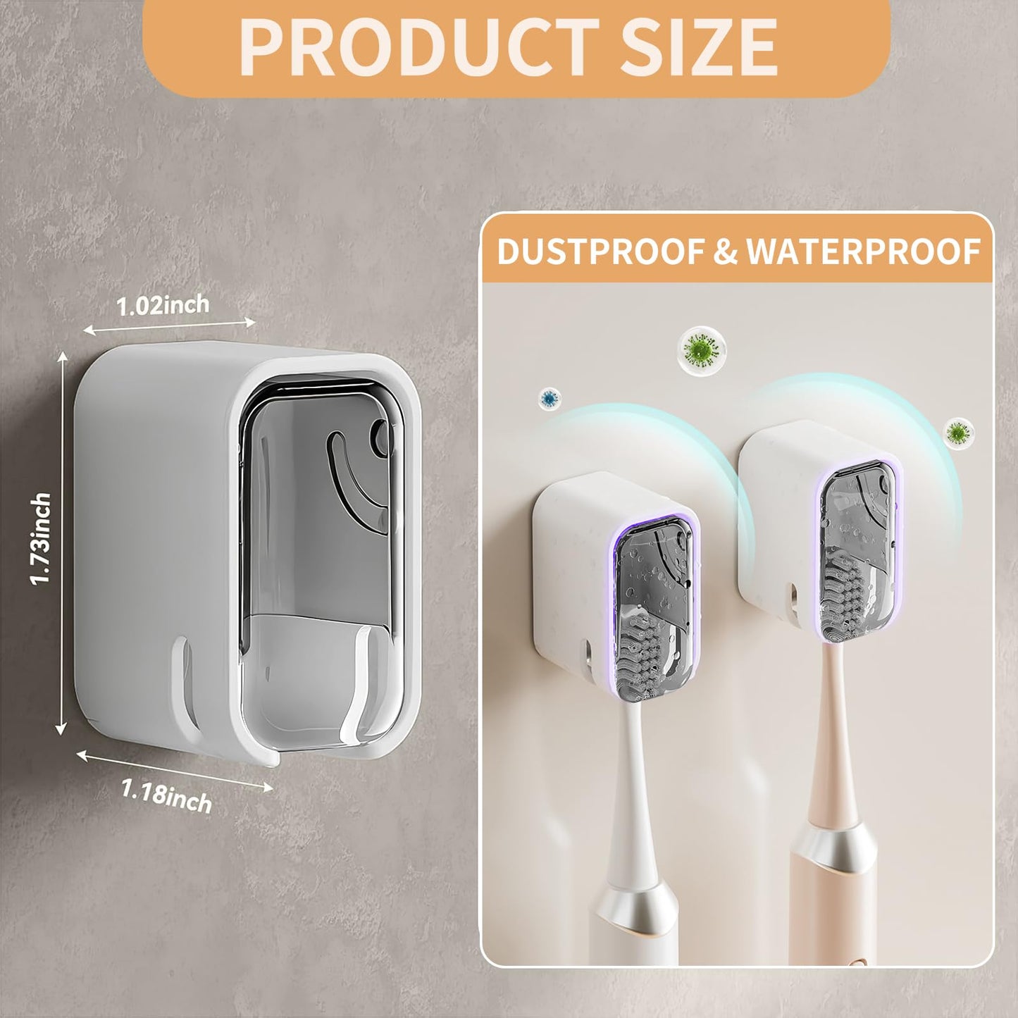 Wall Mounted Toothbrush Holders for Bathroom,Strong Self Adhesive