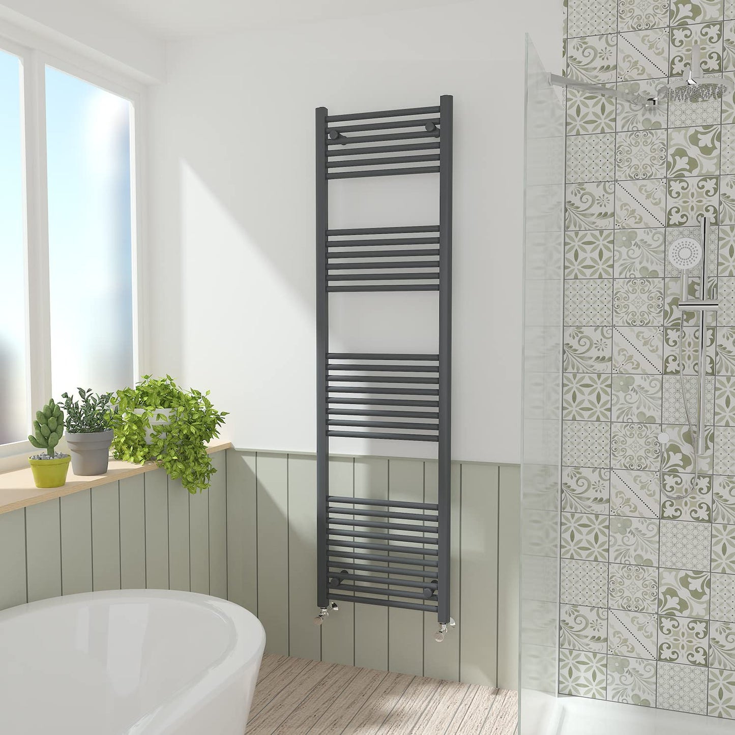 NRG Anthracite Straight Central Heating Towel Rail Radiator 1800×500mm