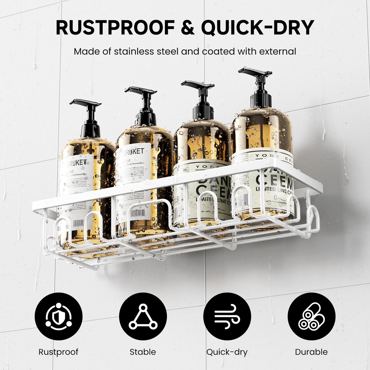 Deyhoc 5 Pack Rustproof Stainless Steel Shower Caddy - White