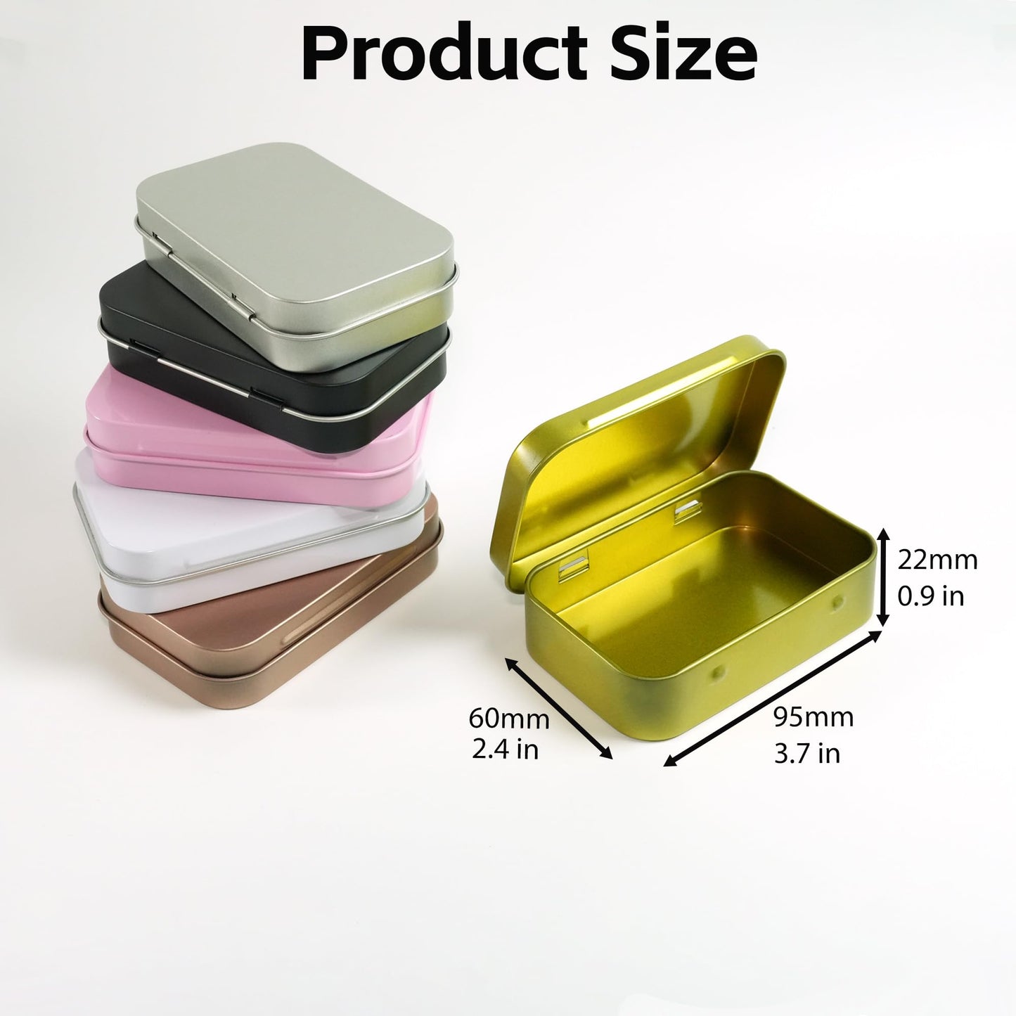 LJY Gold Hinged Metal Tins, 20 Pack, 3.7 x 2.4 x 0.9 in