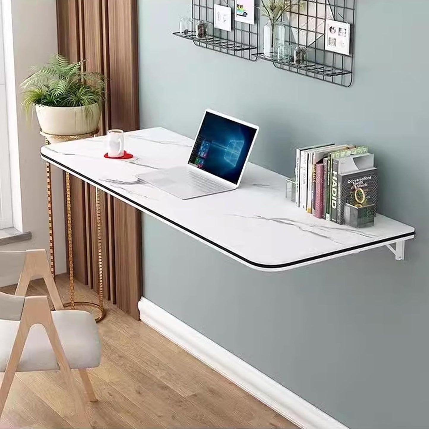 FGHDFH Wall Mounted Folding Table for Computer, Floating Desk for Wall Small Spaces