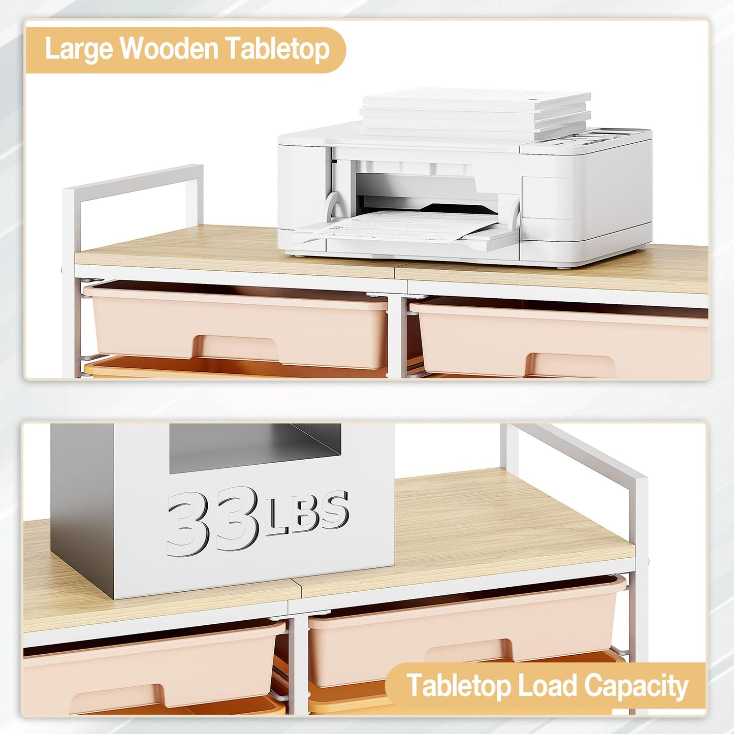 12-Drawer Craft Organizer Trolley Cart with Wooden Top