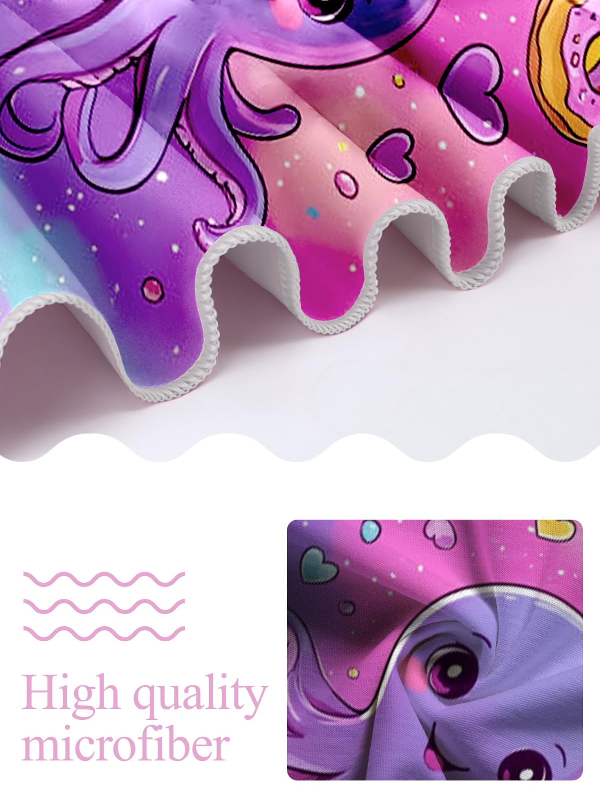 Unicorn Beach Towel, Children's Beach Towels, 60 x 120 cm, Microfibre Beach Towel, Sand-Free, Quick Drying Bath Towel, Travel, Swimming