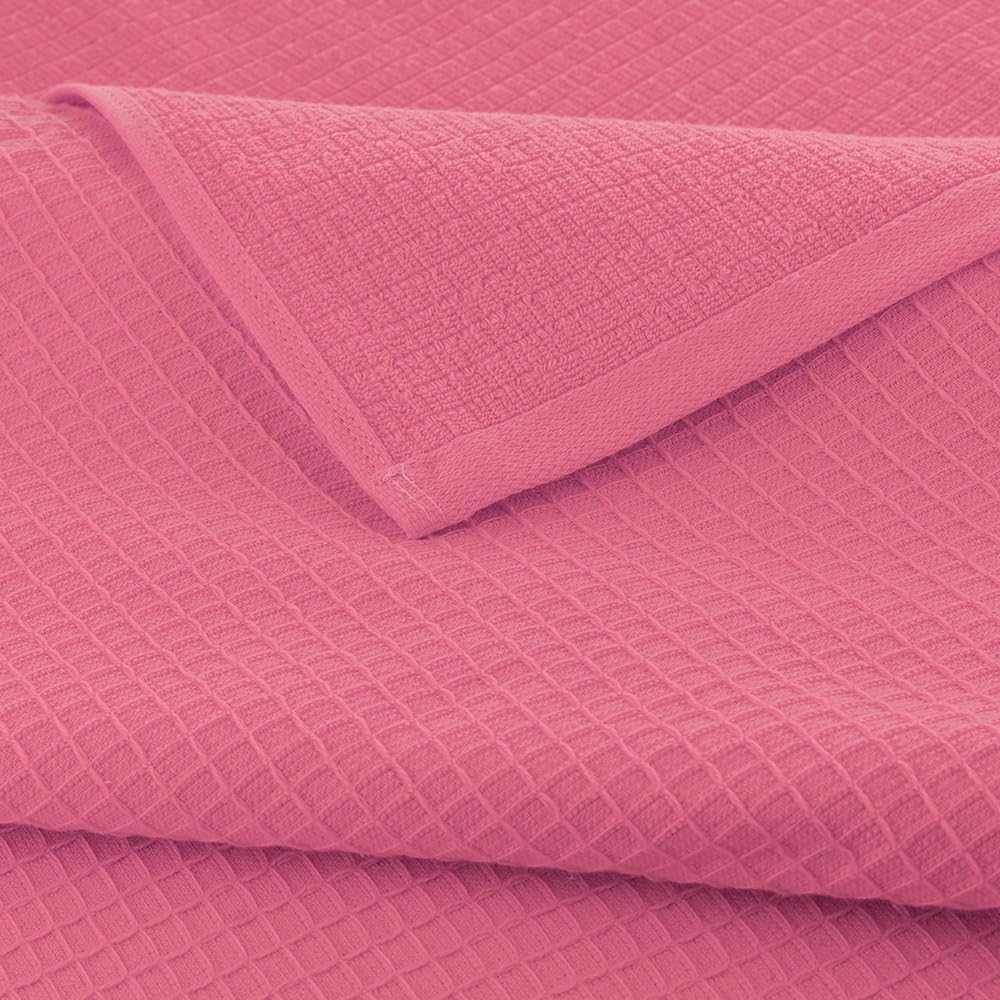 CASA COPENHAGEN Waffle 4-piece bath towel set – Pink, 70x140 cm, Egyptian cotton, designed in Denmark, for bathroom, kitchen & shower