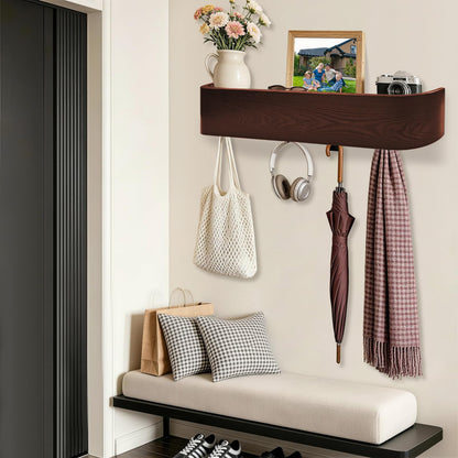 Topfinder Coat Rack with Shelf Wall-Mounted Organizer with 5 Hidden Hooks