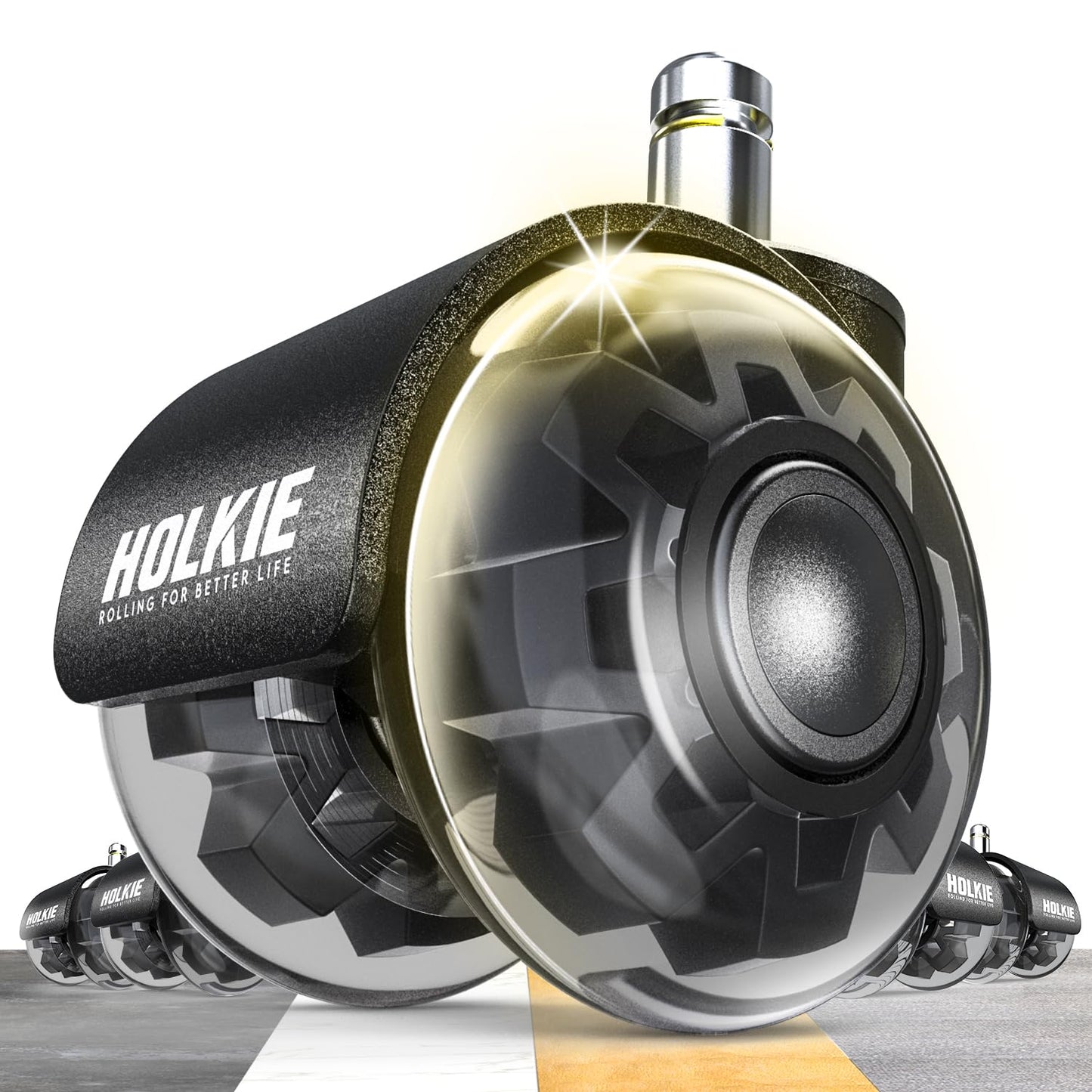 HOLKIE Office Chair Wheels 10x22mm 1KEA ONLY 2 Inch Castors Replacement, Black Dual Rubber Smooth & Silent Desk Chair Casters Wheels-Set of 5 For
