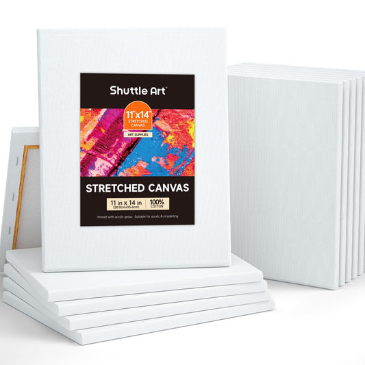 Shuttle Art 12 Pack Canvas Boards, 11x14 Inches (28 x 36 cm), 100% Cotton, Primed White, Acrylic & Oil Painting Canvases