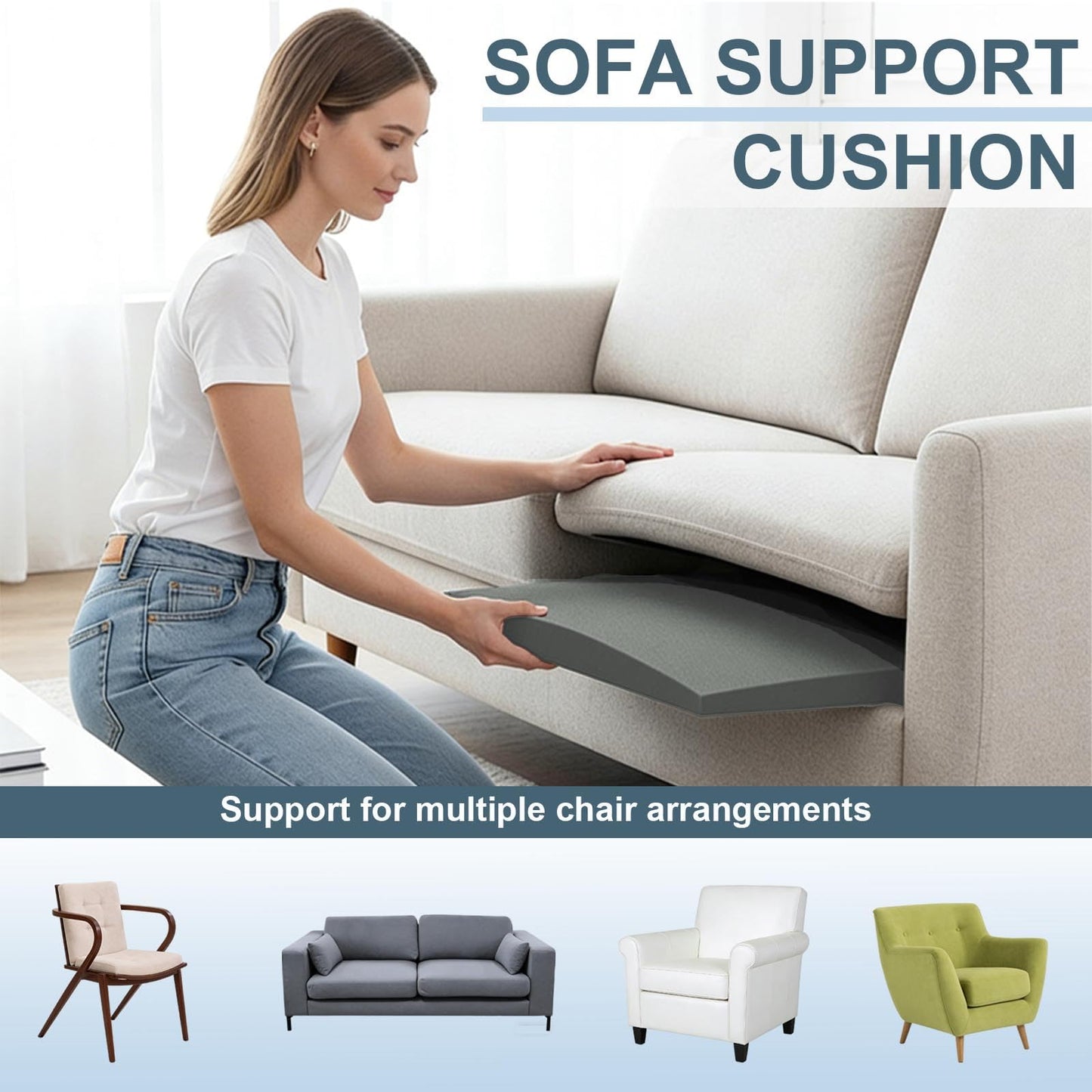 CAAGGMM Sofa Cushion Support, 2 Pack 50.5 x 50.5 cm Couch Cushion Support, Foam Sofa Supportive Boards, Cushions Sag Repair Replacement