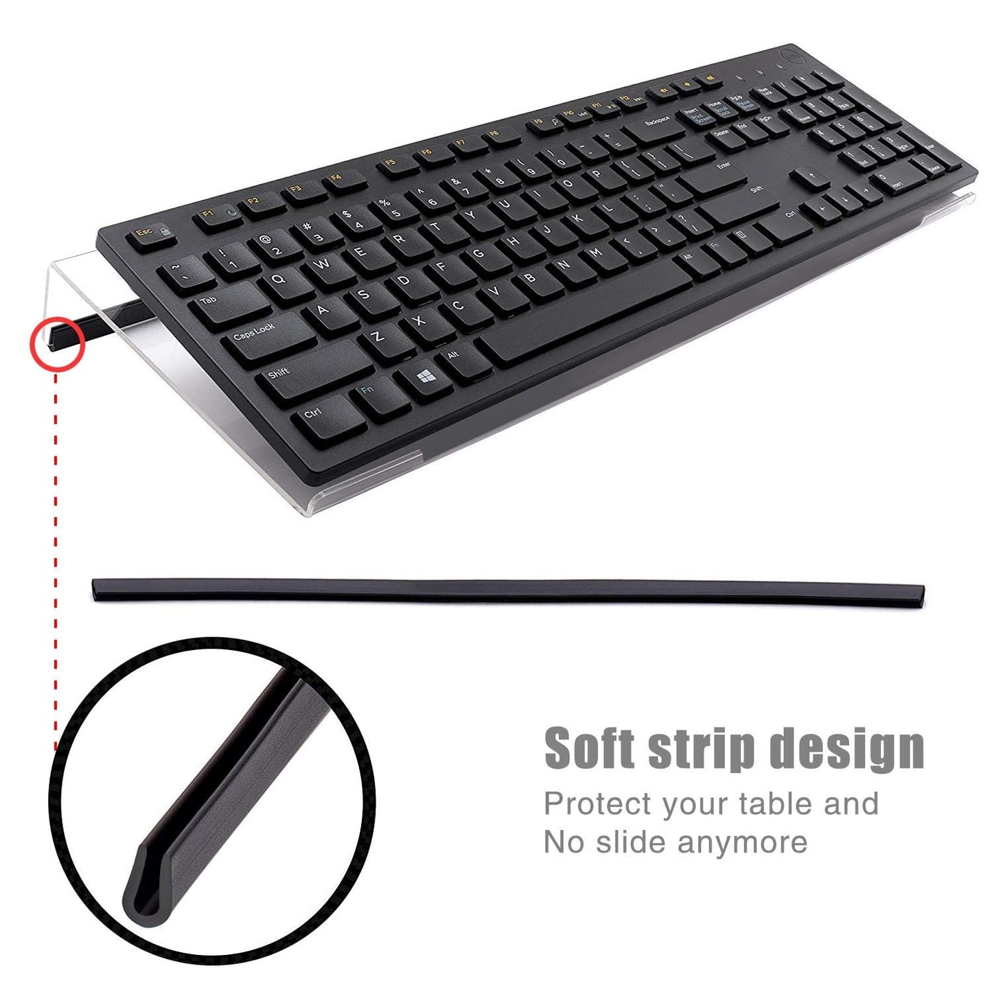 Qinsky Acrylic Keyboard Holder,Tilted Keyboard Stand Computer Keyboard Stand Ergonomic Keyboard Riser Comfortable Typing for Home Office - Black