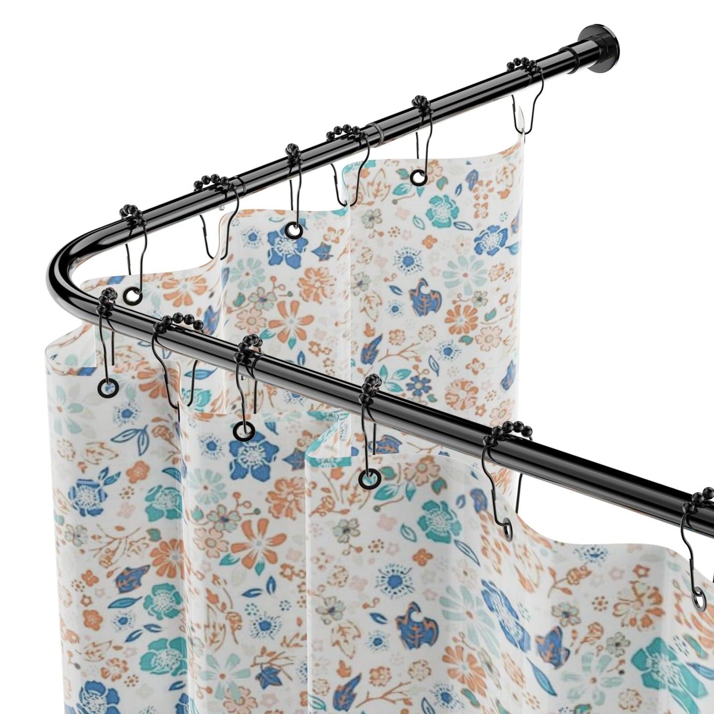 WELDUN L-Shaped Shower Curtain Rod, 104-132cm × 104-132cm Stainless Steel