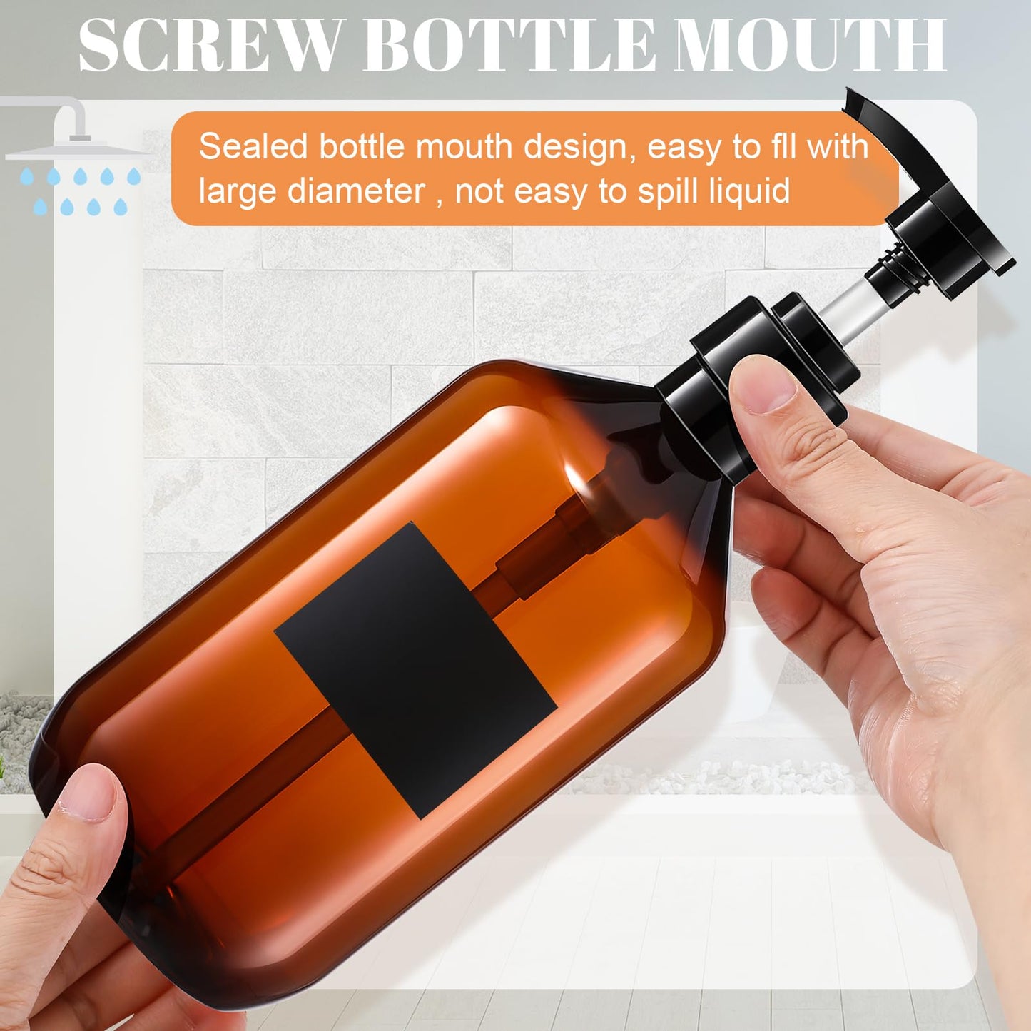 Pump Bottle Dispenser,2 Pcs 750ml/26oz Refillable Empty Press Pump Bottles,Refillable Plastic Empty Pump Bottles Dispensers with Funnel and Label for