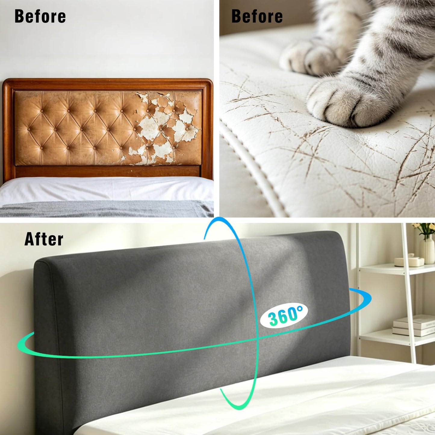 Sueving Stretch Headboard Cover, Bed Headboard Cover, Dustproof Headboard Wrap, All-Inclusive Bed Head Protector for Single/Double/King/Super King