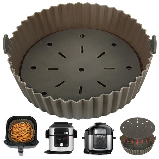 BYKITCHEN Air Fryer Silicone Liner for Ninja Foodi MAX 15 in 1 Multi-Cooker OL750UK/ 9 in 1 OP500UK, 9 Inch Large Round Air Fryer Liners, Compatible