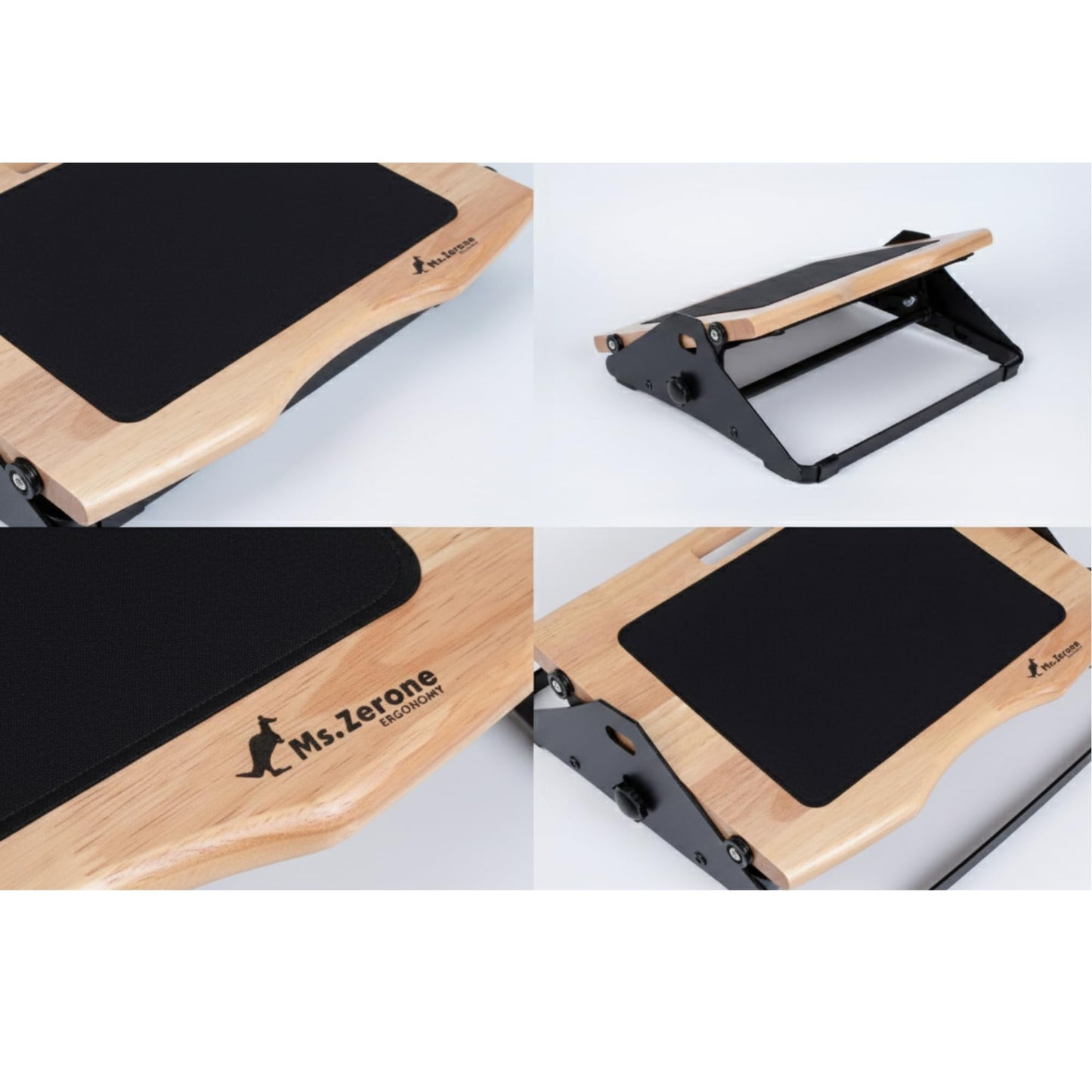 MSZERONE Ergonomic Height Adjustable Desk Foot Rest for Low Motion Soft Wheels Wood and Steel Base Base Minimalist and Elegant Design Ideal for Home