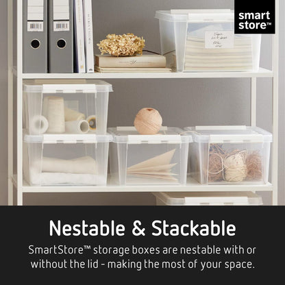 SmartStore 3.6L Small Plastic Storage Boxes With Lids - Set of 8 - Transparent - Stackable And Nestable - 10 Year Guarantee- Food Safe And BPA Free