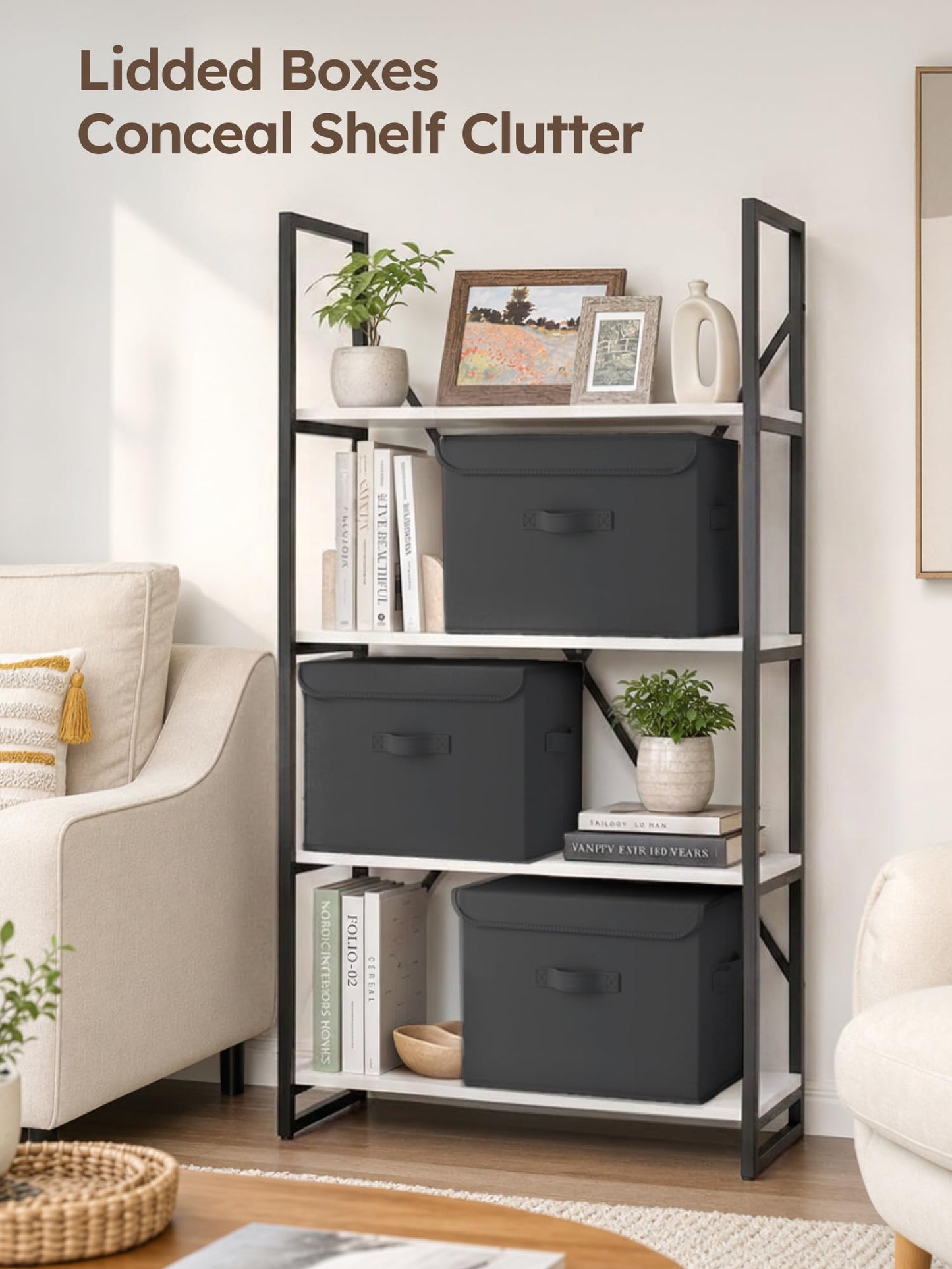 Stackable Storage Boxes with Lids, 2 Pack Large Wardrobe Organiser 37.8L