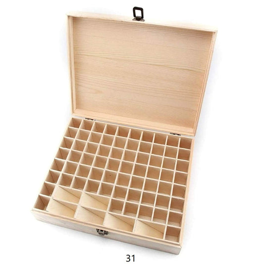 RoseFlower Wooden Essential Oil Storage Box Home Fragrance Carrier Case, Holds 74 Bottle Fits 5-20ml