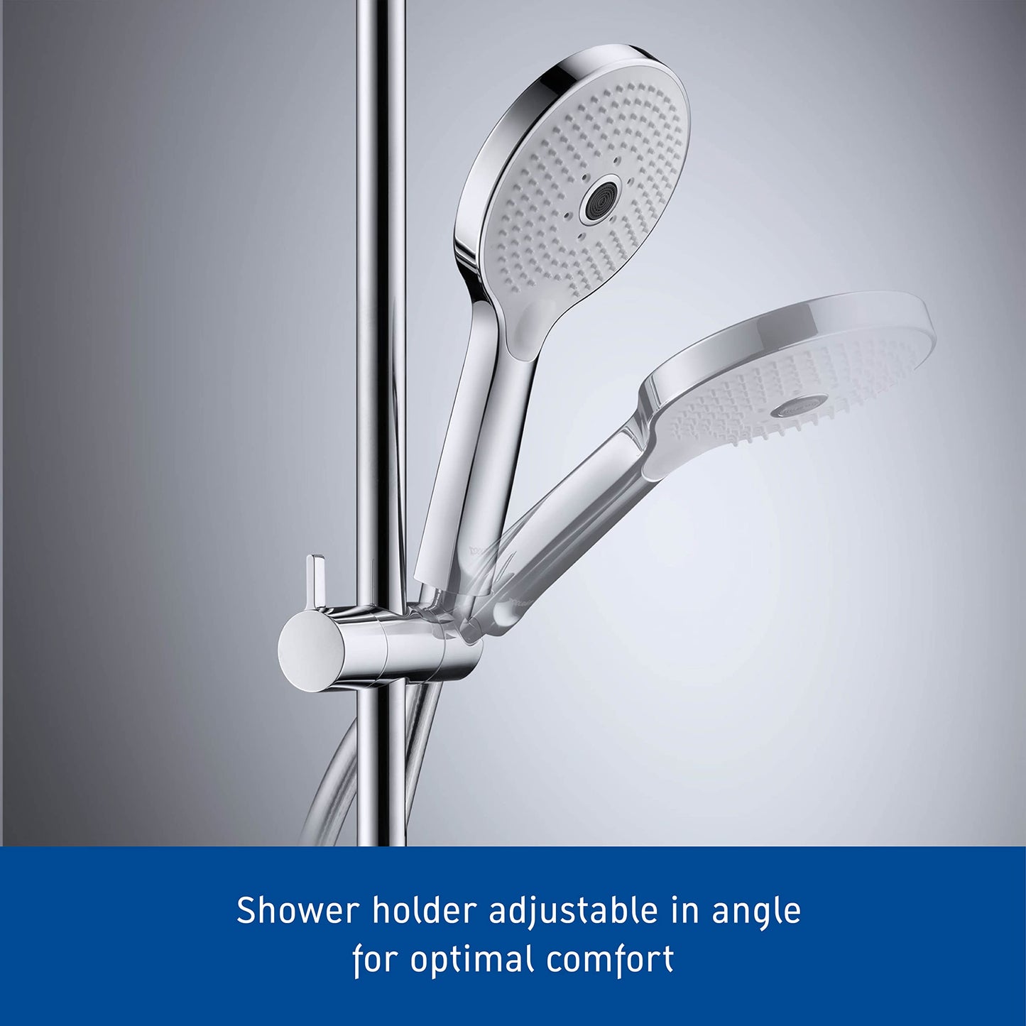 Duravit Universal Shower Rail, Shower Rail Slider with Height Adjustable Hand Shower Holder, Shower Riser Rail (900 mm), Black Matt