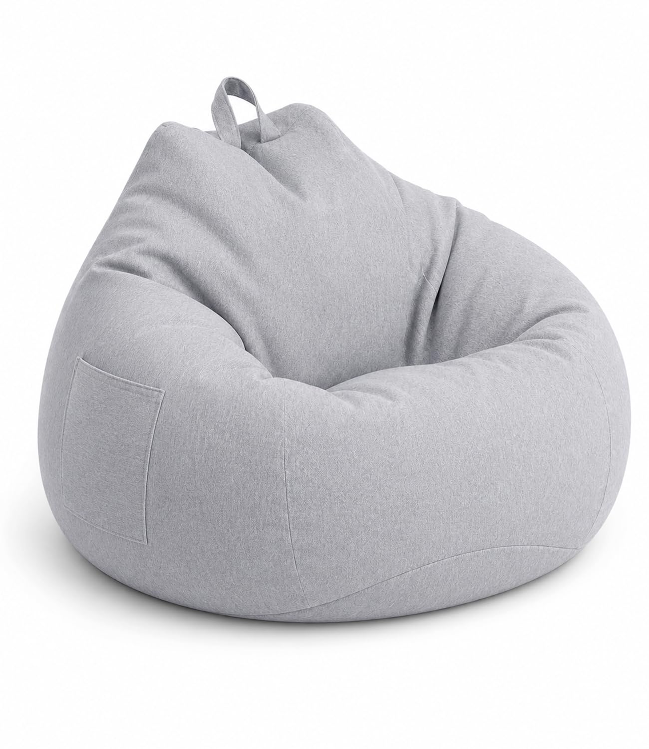 Highdi Bean Bag Without Fillings - Cotton Linen Durable & Comfortable, Light Grey Storage Bean Bag Chair for Living Room/Gaming Room