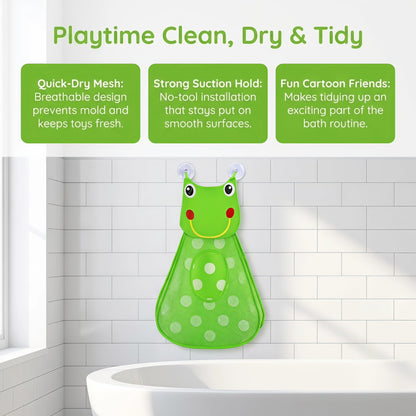 QIANSSE 2-Pack Bath Toy Storage Bag with Suction Cups
