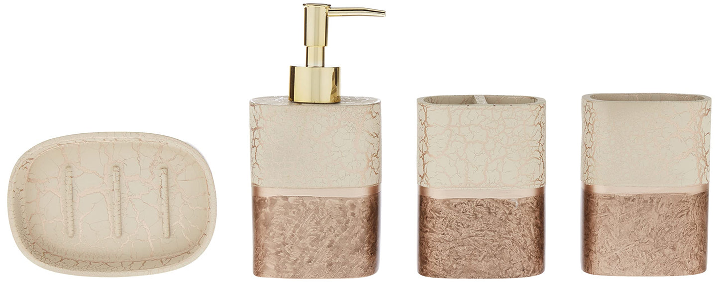 Sweet Home Collection Contemporary Decorative Beautiful Designs Bath Shower Tub Décor, Resin, Parker, 4 Piece Set