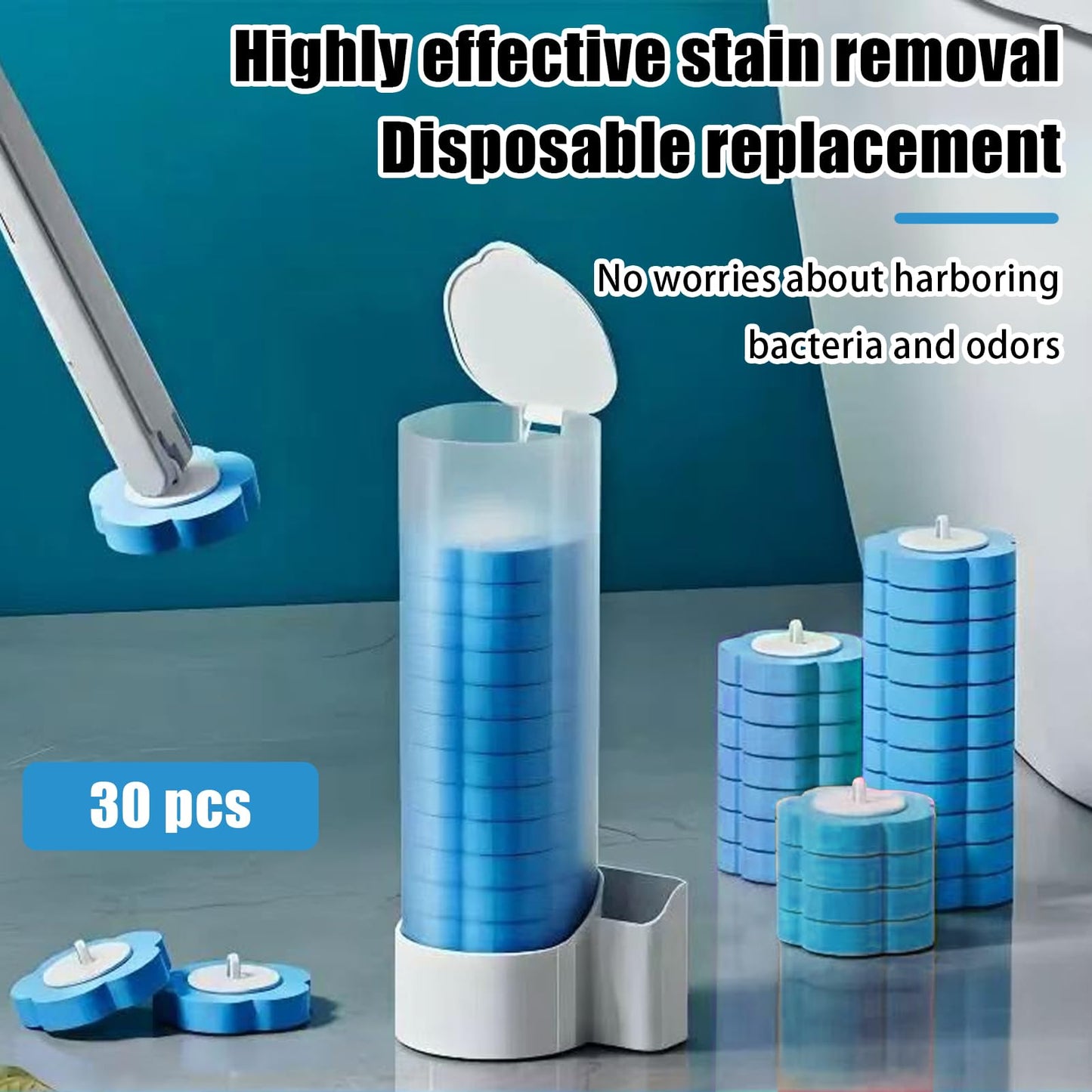 36 Pcs Toilet Brush Replacement Head with Handle, Disposable Toilet Brush, Disposable Toilets Cleaning System
