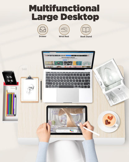 SAIJI Laptop Desk for Bed XX-Large Foldable Bed Table Tray