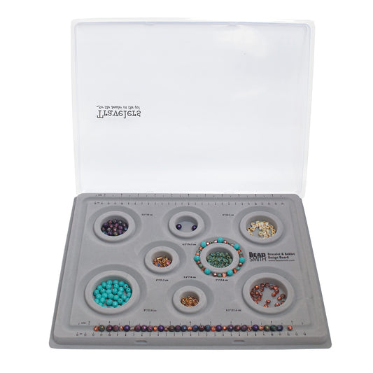 The Beadsmith Elements Bracelet & Anklet Design Bead Board ? 10.75 x 13.75 Inches ? Removable Transparent Cover ? Flocked Surface, Multiple Channels &