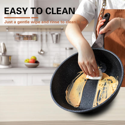 Kordisen Non Stick Induction Wok Pan, 30cm Deep Stir-Fry Pans with Lid, Stay Cool Handle, Compatible with All Stovetops, PFOA Free