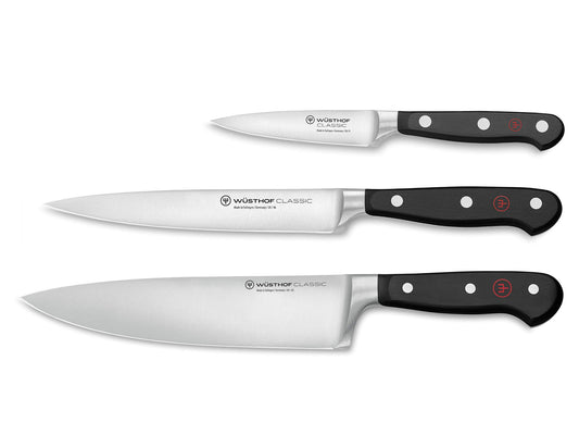 W?sthof Classic 3-Piece Chef's Knife Set, Black