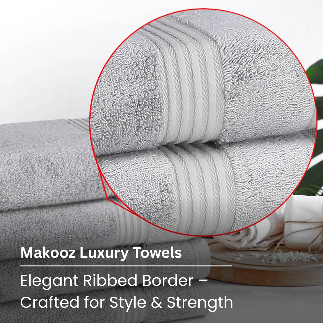 Makooz Luxurious Bamboo Face Flannels Pack of 6-700 GSM Thick Bamboo Face Cloth Towel Set - Silky Soft, Absorbent, Quick Dry Wash Cloth