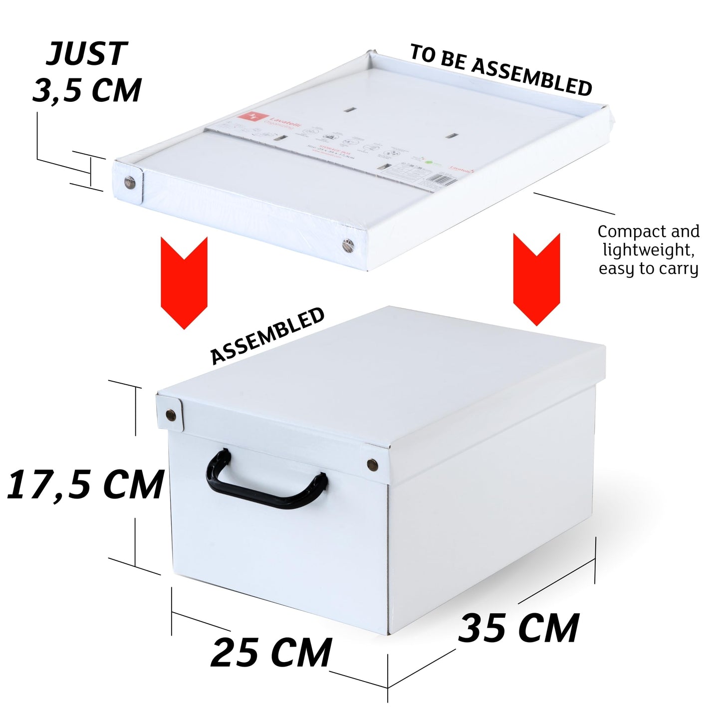 Lavatelli Set of 4 Cardboard Storage Boxes with Lid White 25x35x17.5cm